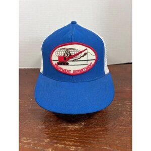 Vintage Blue Trucker Hat Kozas Equipment Department Cap Mesh Snapback D4